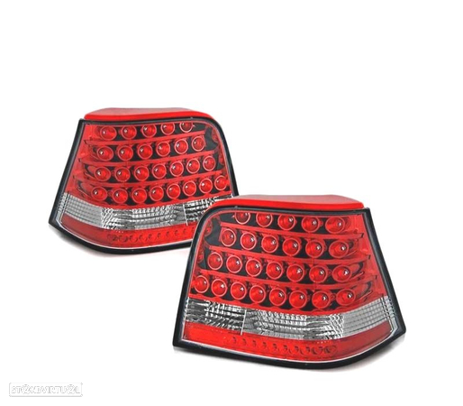 FAROLINS TRASEIROS LED PARA VOLKSWAGEN VW GOLF 4 97-03 RED CRYSTAL VERMELHO CRISTAL - 2