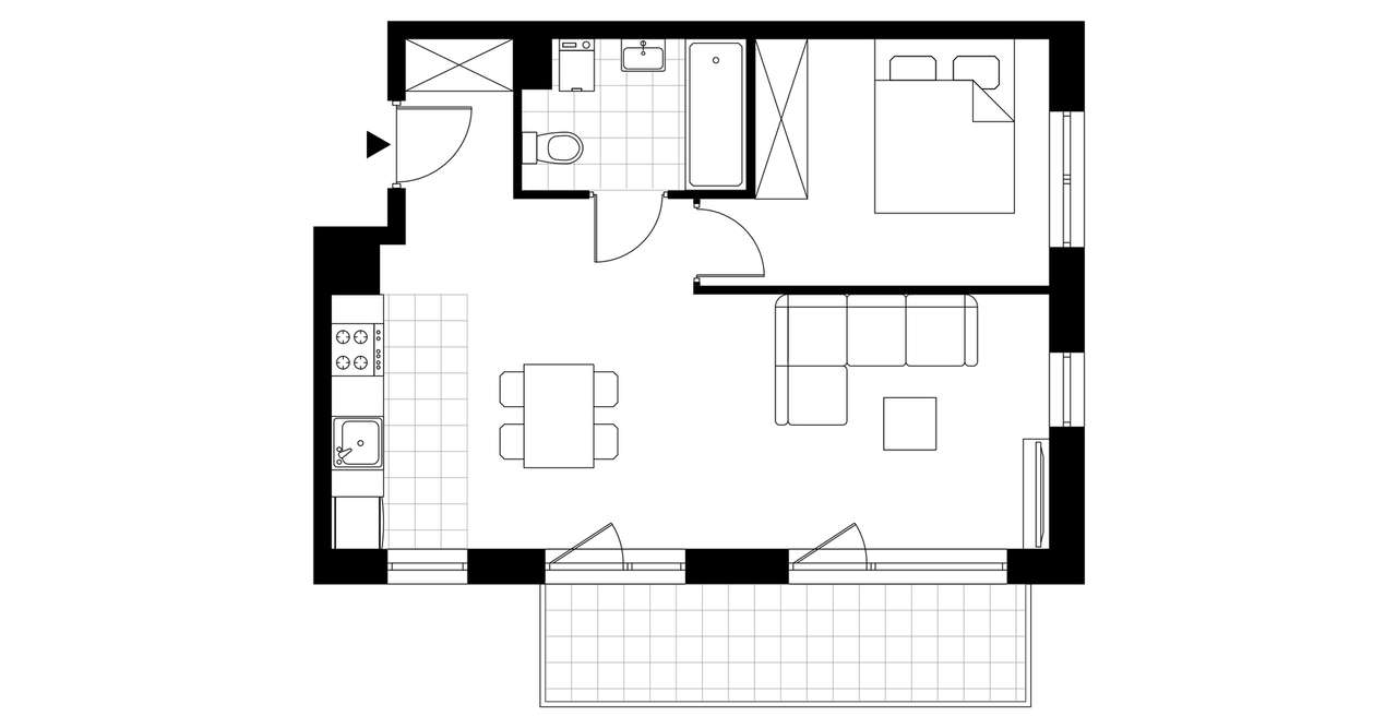 2-pokojowe mieszkanie 43m2 + balkon - Pełny obrazek: 4/9