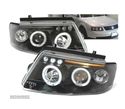 FARÓIS ANGEL EYES + LED PARA VOLKSWAGEN VW PASSAT 96-00 FUNDO PRETO - 1