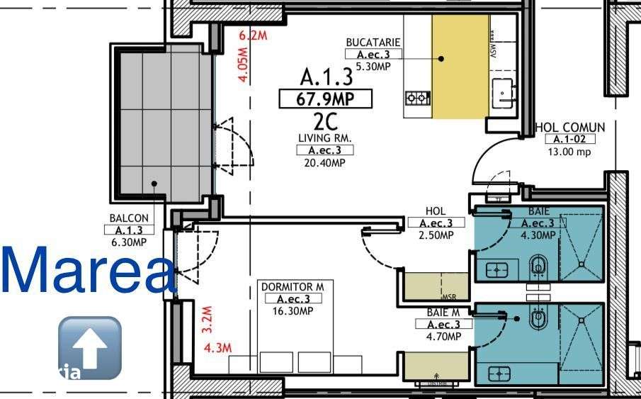 2 Camere | 2 Bai | One Mamaia | Vedere laterala mare |-11