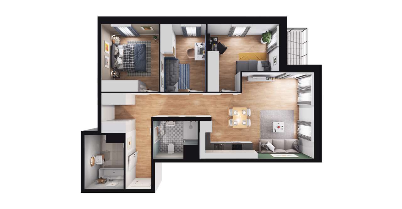 4-pokojowe mieszkanie 73m2 + balkon Bezpośrednio - Pełny obrazek: 2/8