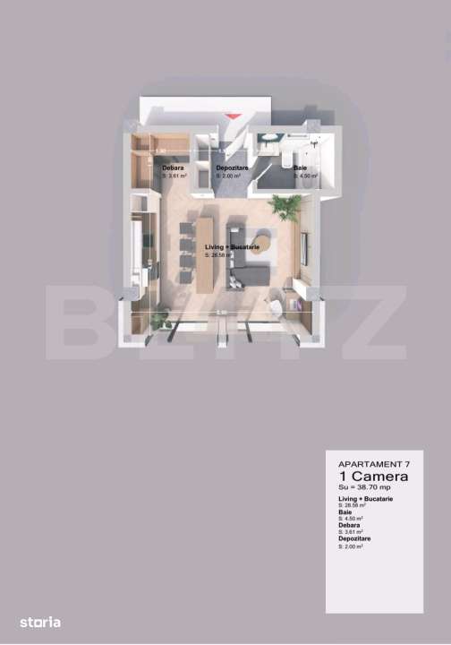 Apartament 1 camera, 38.70 mp, zona Pacurari - Rediu — fotografia 1