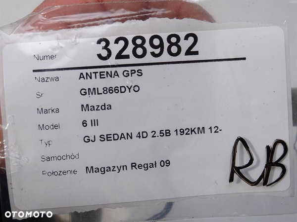 ANTENA GPS MAZDA 6 sedan (GJ, GL) 2012 - 2022 2.5 (GJ5FP) 141 kW [192 KM] benzyna 2013 - 2022 - 5