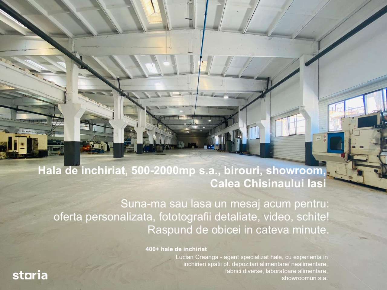 Hala de inchiriat, 500-2000mp birouri showroom Calea Chisinaului Iasi - Imagine principală: 1/10