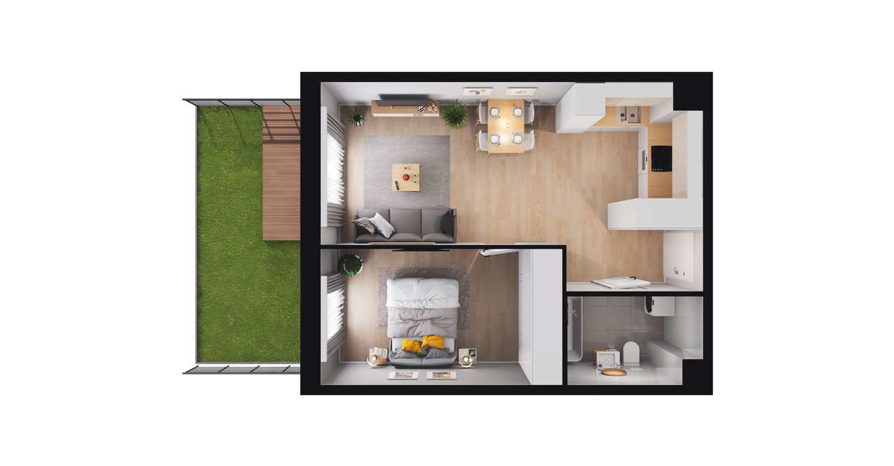 2-pokojowe mieszkanie 41m2 + ogródek Bezpośrednio - Pełny obrazek: 3/9