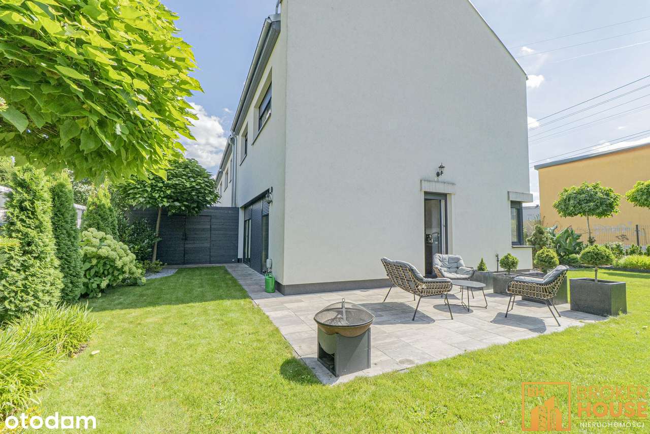 Nowoczesny dom w zabudowie bliźniaczej z ogrodem-0