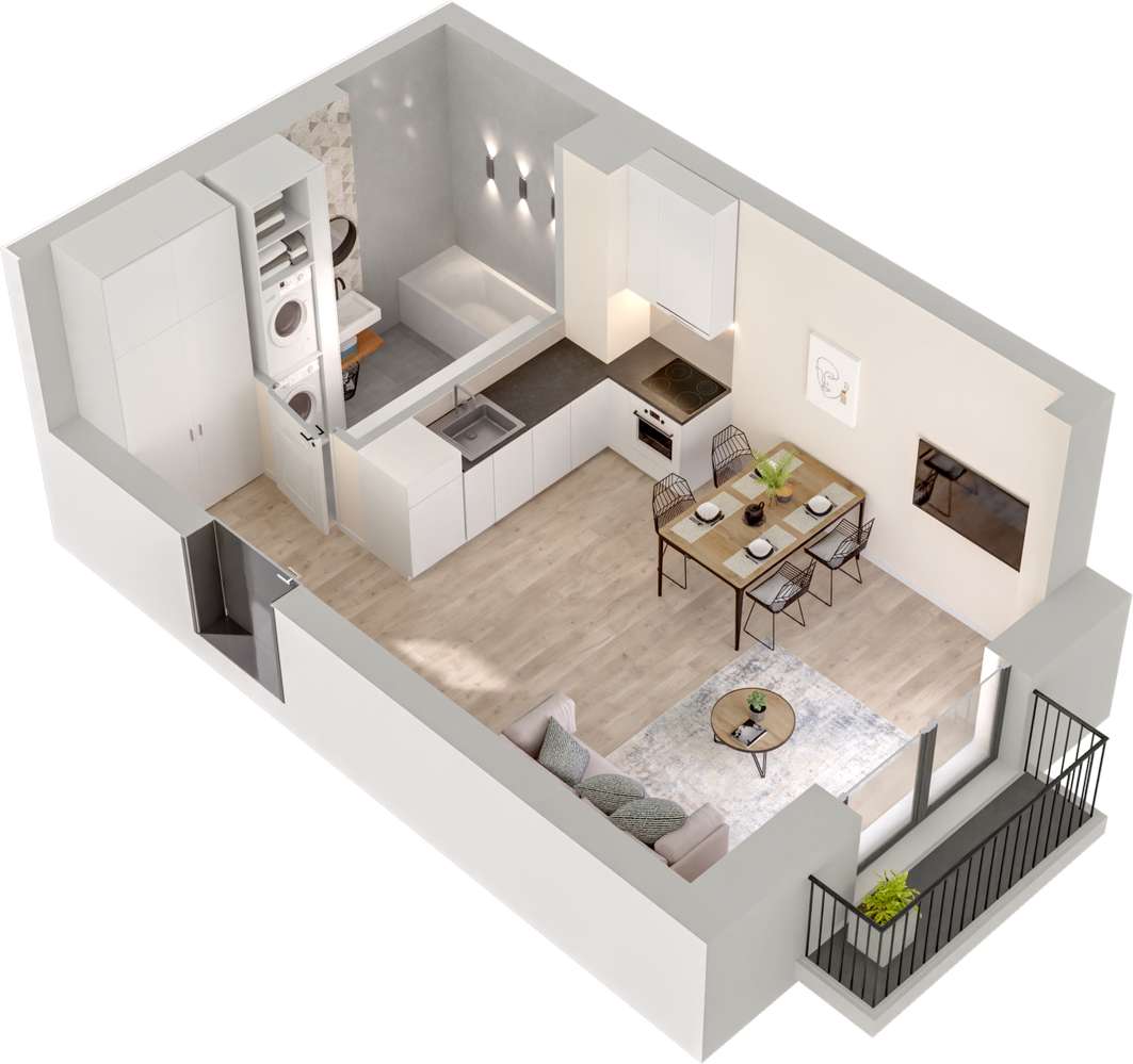 5.M.13 | 28,08 m² | kawalerka z balkonem | Krzyki- Gaj (lokal 5.M.13)