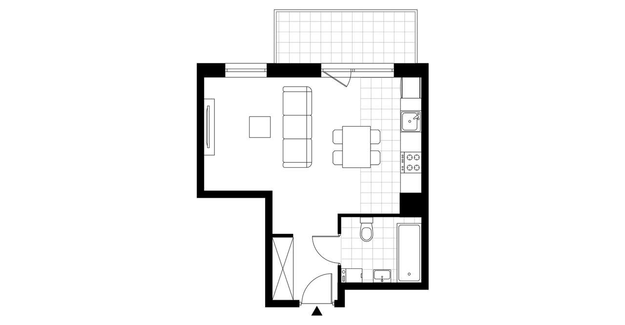 1-pokojowe mieszkanie 31m2 + balkon - Pełny obrazek: 3/8