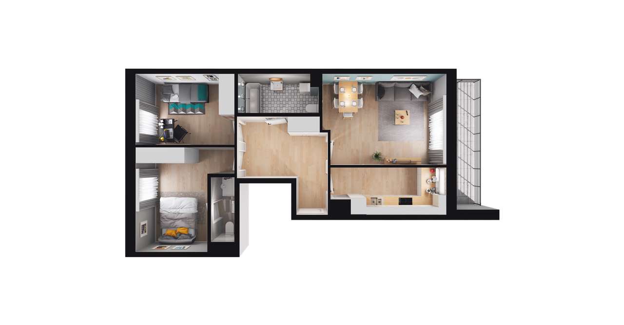 3-pokojowe mieszkanie 62m2 + balkon Bez Prowizji - Pełny obrazek: 2/7