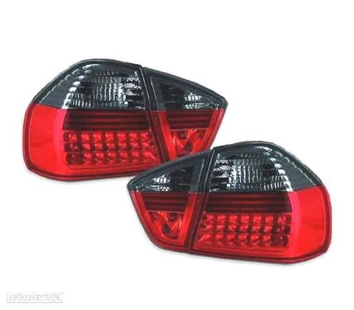 FAROLINS TRASEIROS LED PARA BMW E90 VERMELHO ESCURECIDO - 1