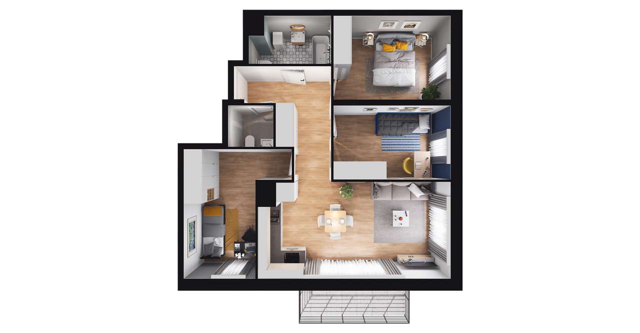 4-pokojowe mieszkanie 66m2 + balkon Bezpośrednio - Pełny obrazek: 2/8