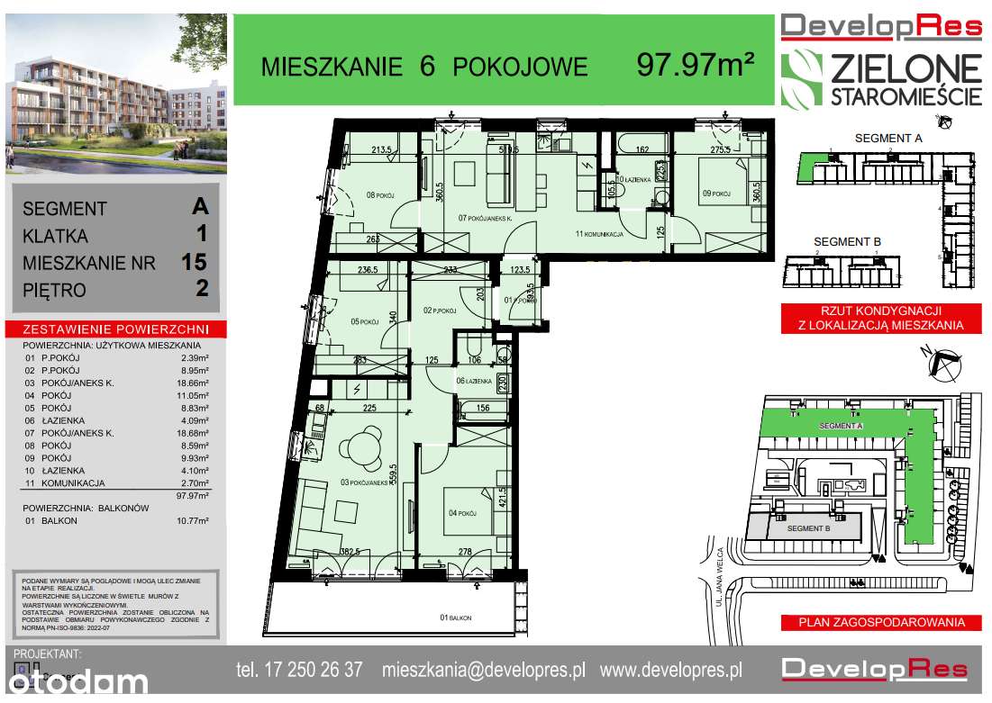 Duże mieszkanie 6 pokoi 98 m² , balkon 10 m², Zielone Staromieście