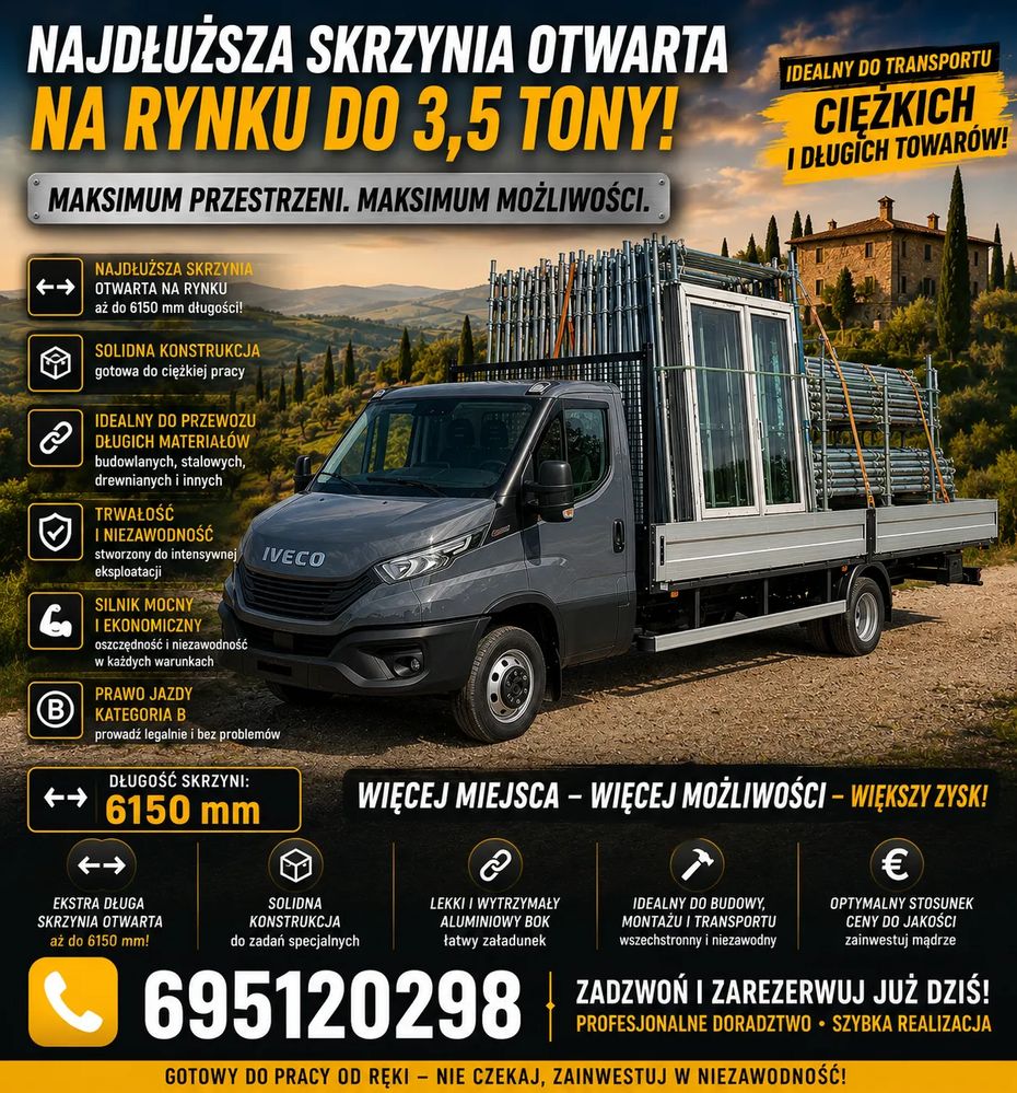 Iveco Daily Najdłuższa skrzynia do 3.5 tony 6150 mm