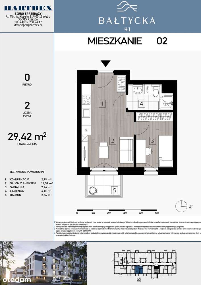 2-pokojowe mieszkanie 29m2 + balkon Bezpośrednio - Pełny obrazek: 2/7