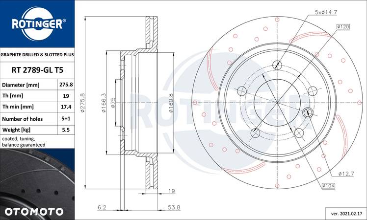 TARCZE ROTINGER BMW 3 E46 TYŁ 276mm - 2