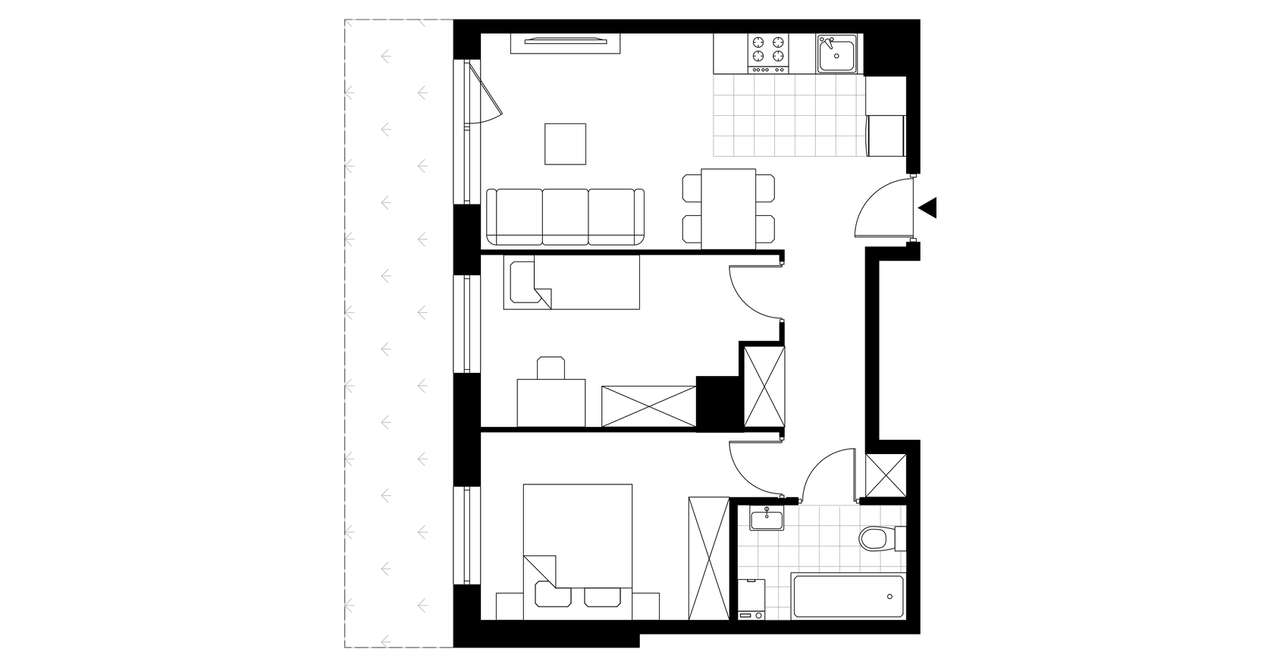 3-pokojowe mieszkanie 50m2 + ogródek Bezpośrednio - Pełny obrazek: 3/8