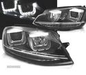 FAROS PARA VOLKSWAGEN VW GOLF 7 12-17 U-TYPE DRL DINAMICOS PRETO - 1