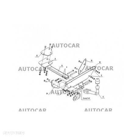 Carlig de remorcare pentru FIAT PUNTO - 3/5usi. (176) - sistem semidemontabil -cu suruburi - tip 3xxx - din 1994 pana 1999/08 - 6