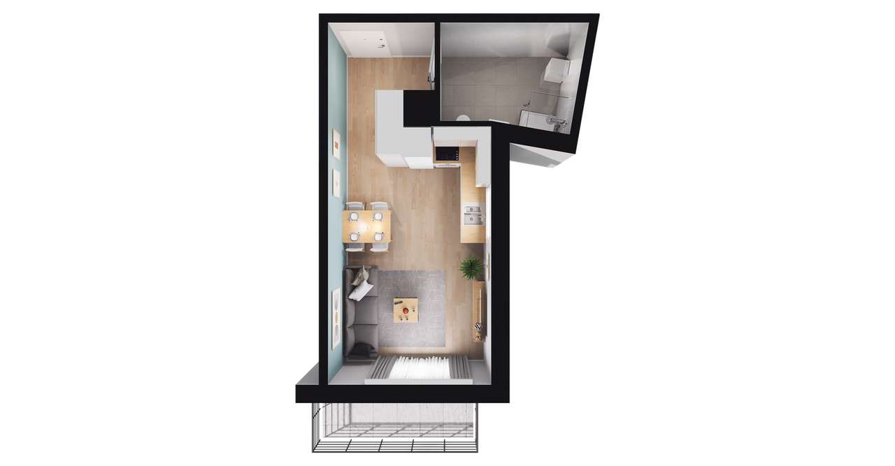 1-pokojowe mieszkanie 30m2 + balkon Bez Prowizji - Pełny obrazek: 3/9