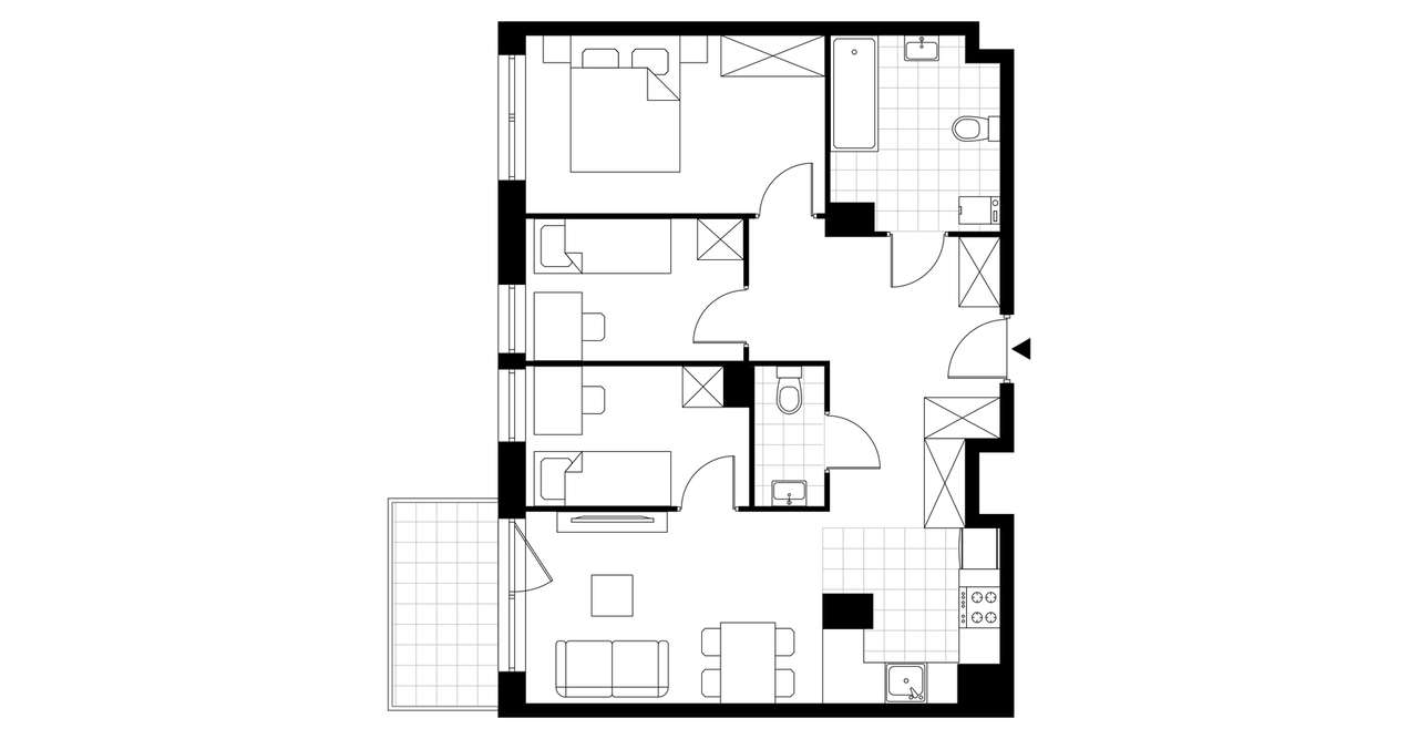 4-pokojowe mieszkanie 64m2 + balkon - Pełny obrazek: 3/8