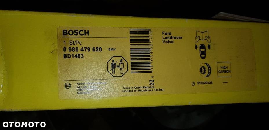 FORD Galaxy II 03.08 VOLVO  V60 (155, 157) Tarcza hamulcowa przód 316mm; 0 986 479 620 BOSCH - 3