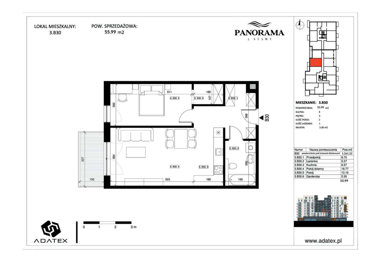 Panorama 3 Stawy | mieszkanie 2-pok. | 3.B30 - Pełny obrazek: 2/9