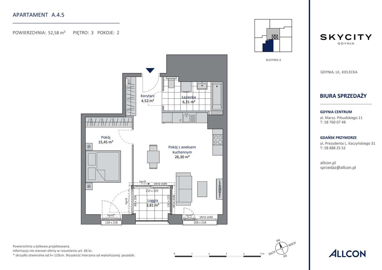 2-pokojowe mieszkanie 52m2 + loggia - Pełny obrazek: 2/7