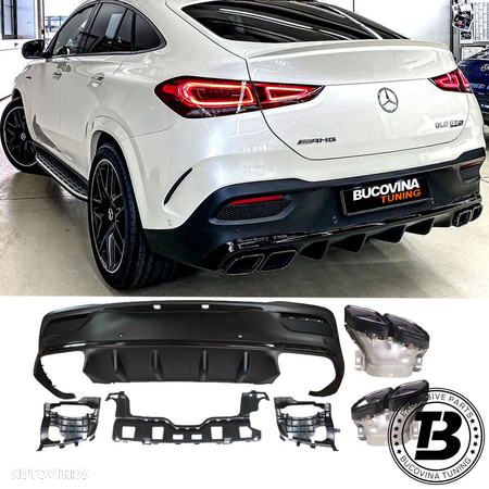 Difuzor Bara Spate cu Ornamente compatibil cu Mercedes GLE Coupe C167 GLE63 Design - 1