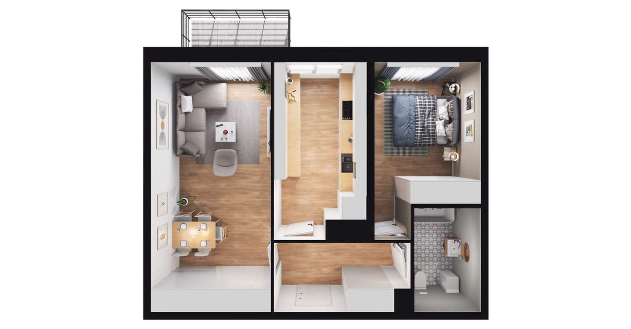 2-pokojowe mieszkanie 53m2 + balkon Bezpośrednio - Pełny obrazek: 2/5