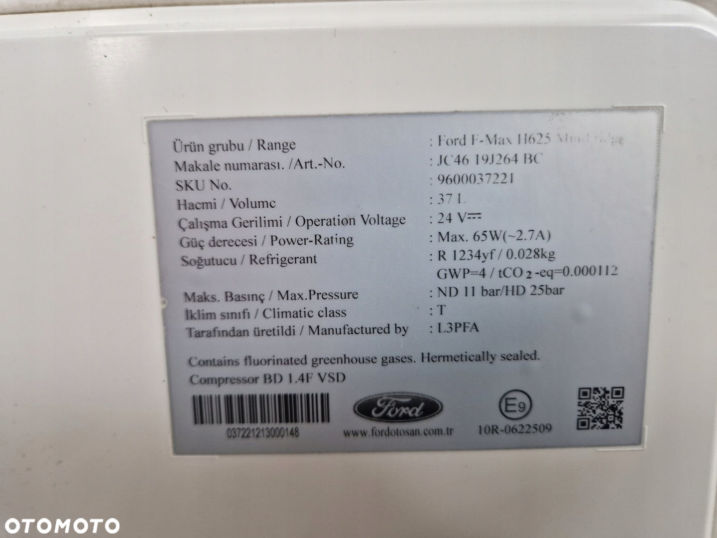 LODÓWKA CHŁODZIARKA ORYGINAŁ FORD F-MAX CARGO EURO 6 - 6