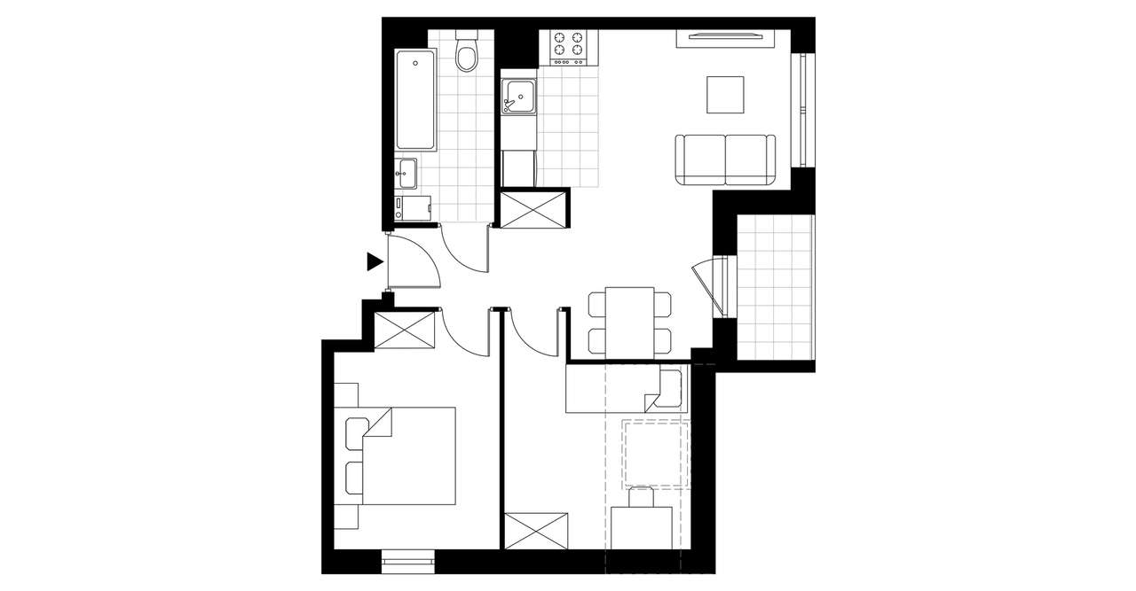 3-pokojowe mieszkanie 47m2 Bezpośrednio - Pełny obrazek: 3/6
