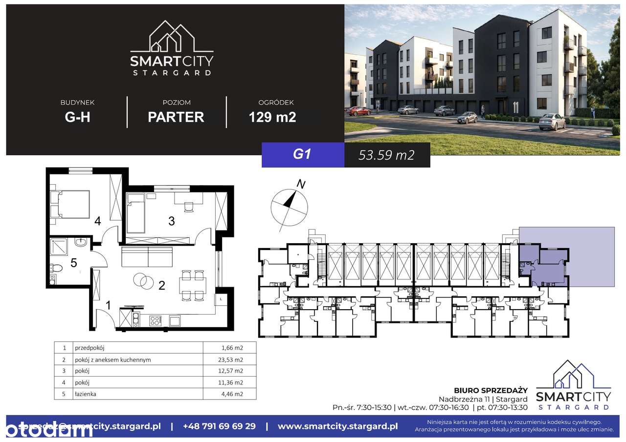 3-pokojowe mieszkanie 53m2 + ogródek - Pełny obrazek: 2/7