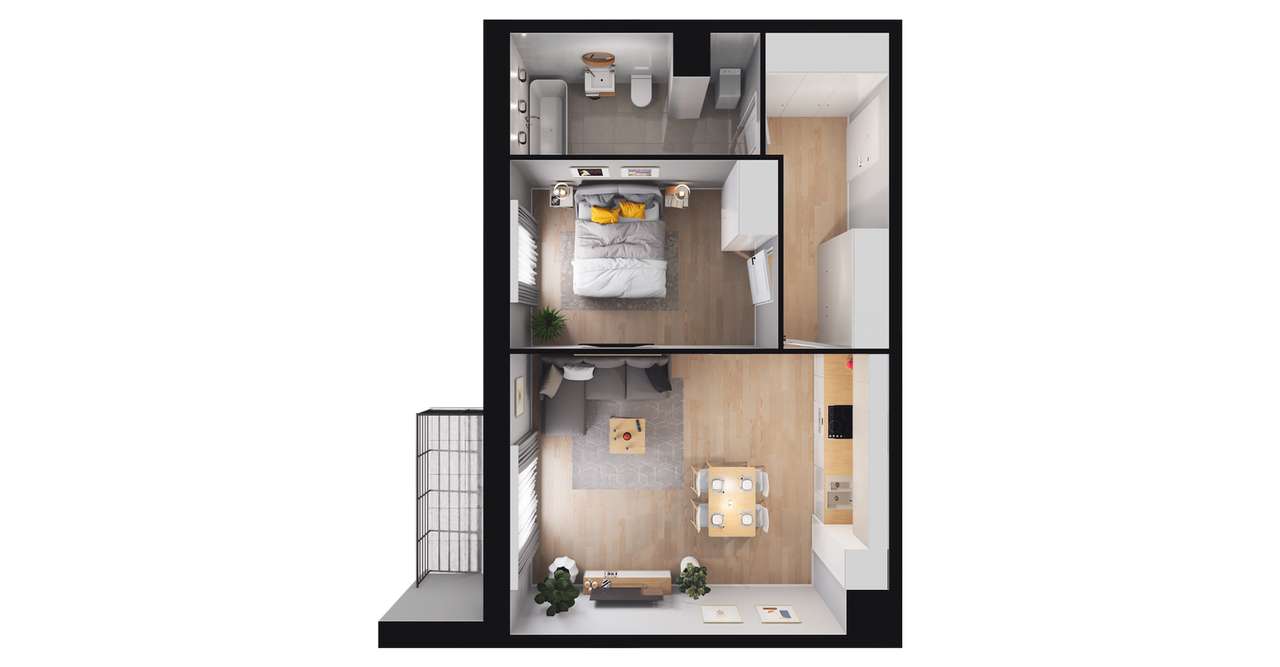 2-pokojowe mieszkanie 47m2 + balkon Bez Prowizji - Pełny obrazek: 2/6