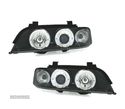 FARÓIS PARA BMW E39 95-00 ANGEL EYES LED FUNDO PRETO - 2