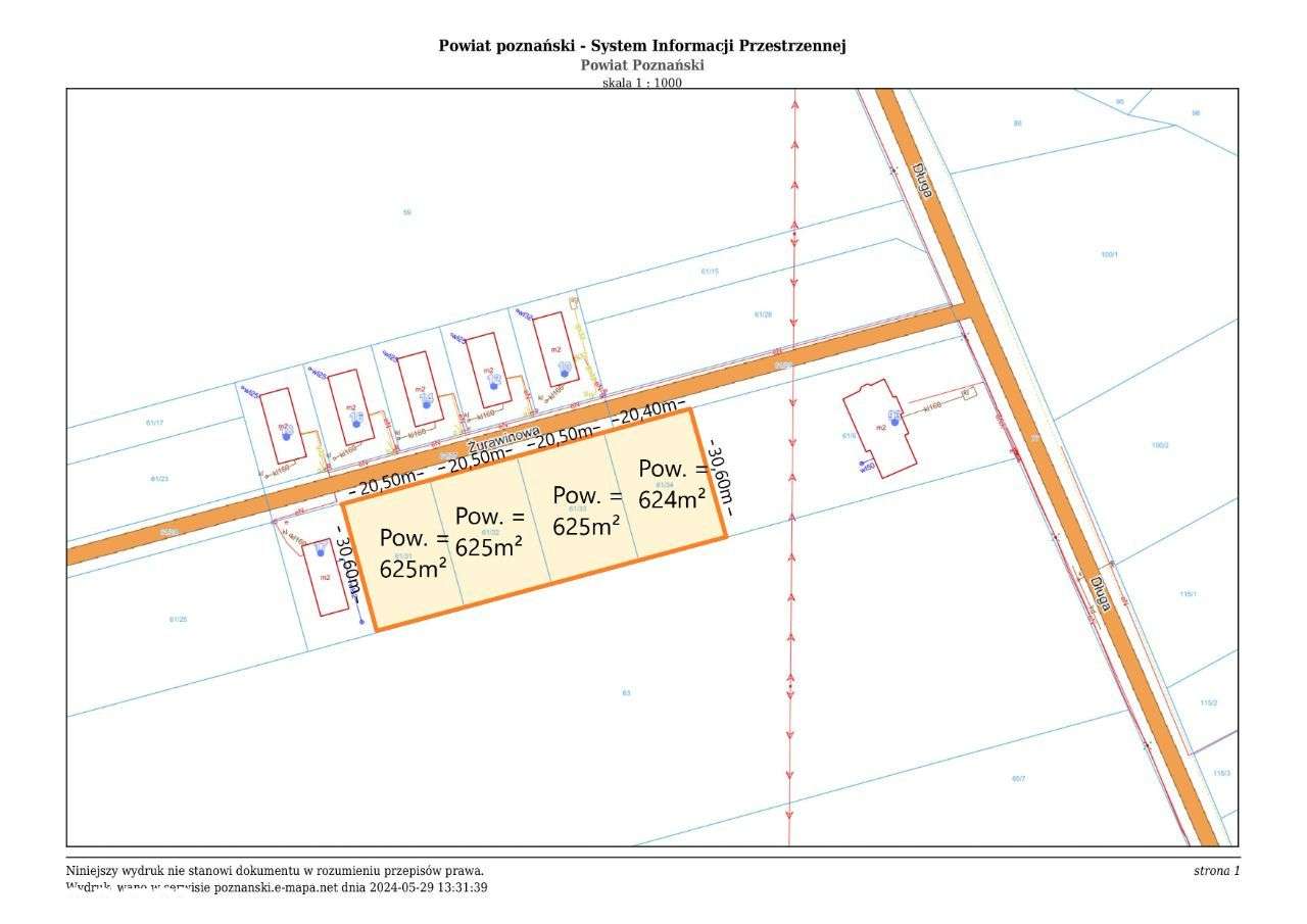 625 m² Konarskie, gm. Kórnik, z pozwoleniem na budowę, dach płaski - Pełny obrazek: 3/4