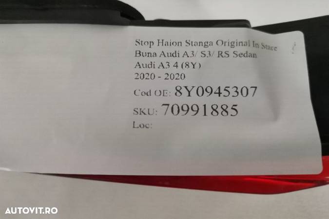 Stop Haion Stanga Original In Stare Buna Audi A3/ S3/ RS Sedan 2021 2 - 7