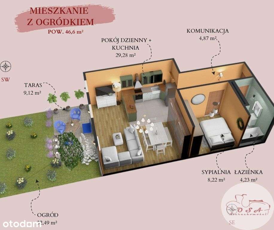 2 pok. * Parter * Ogródek * Taras * Parking-2