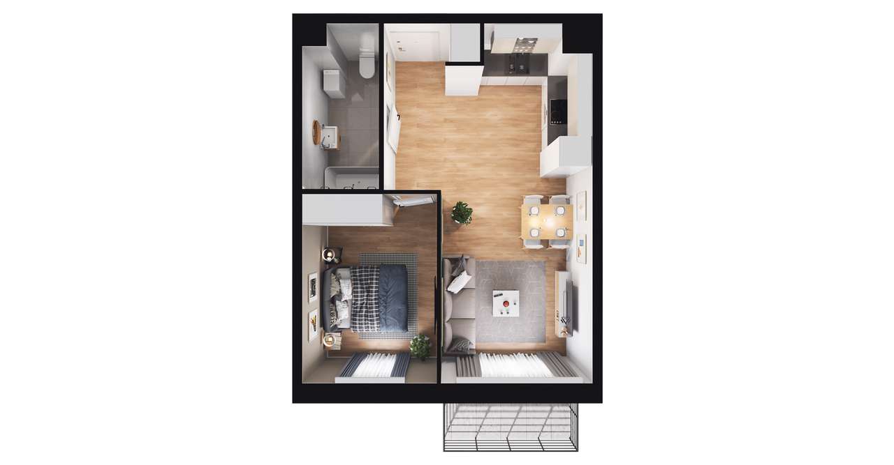 2-pokojowe mieszkanie 41m2 + balkon Bez Prowizji - Pełny obrazek: 2/8