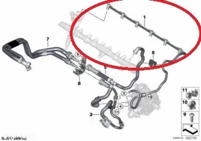 NOWY Przewód paliwa wąż paliwowy z czujnikiem ciśnienia BMW G11 G12 G14 G15 G16 G20 G21 G30 G31 G32 G01 X3 G02 X4 G05 X5 - 7