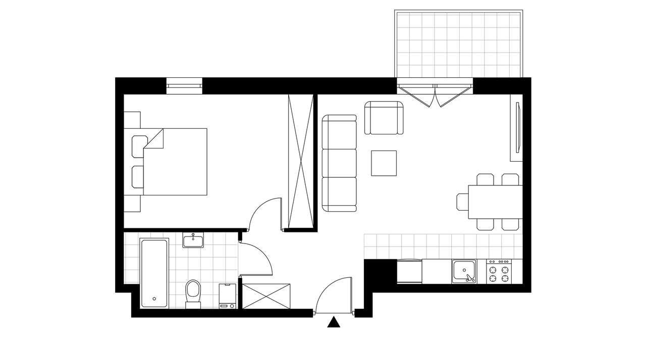 2-pokojowe mieszkanie 45m2 + balkon - Pełny obrazek: 3/7