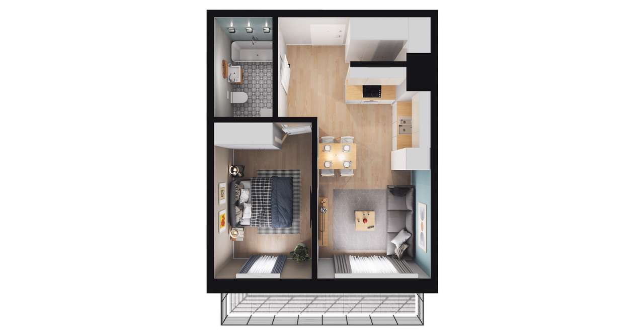 2-pokojowe mieszkanie 36m2 + loggia Bez Prowizji - Pełny obrazek: 2/8