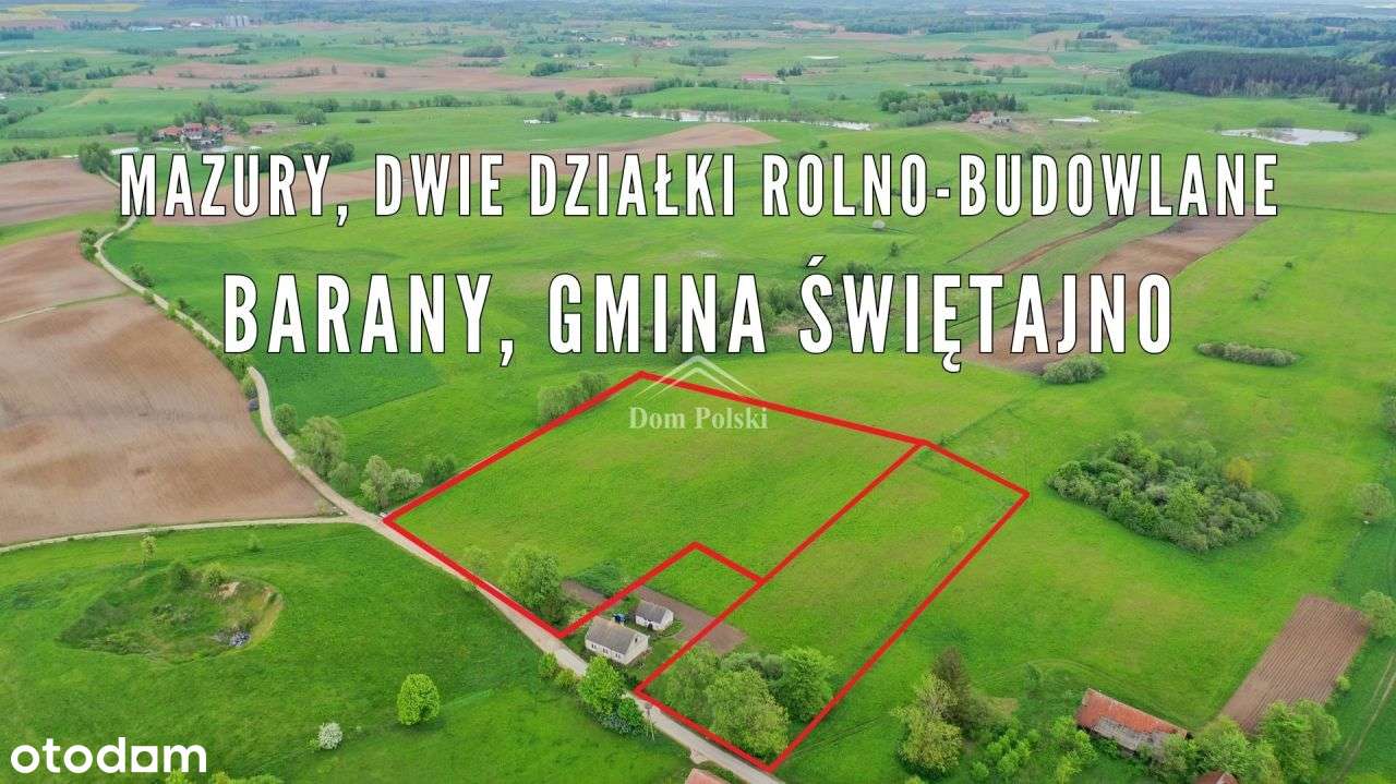 Działki 0,5 ha, 1,45 ha z Wz na Mazurach - Barany - Pełny obrazek: 1/7