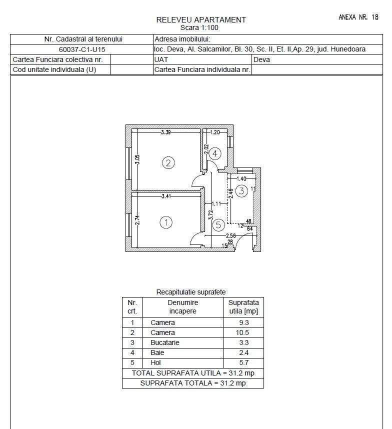 Apartament 2 camere, str. Salcâmilor, bl.30, DEVA - Imagine principală: 2/14