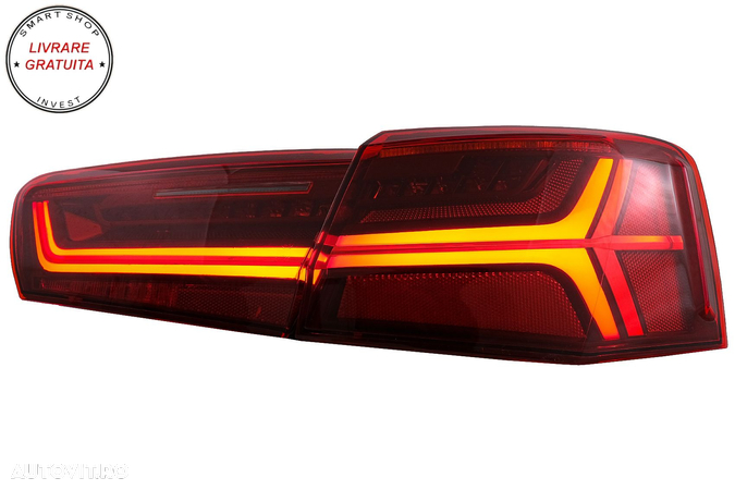 Stopuri Full LED Audi A6 4G C7 (2011-2014) Red Clear Facelift Design Semnalizare S- livrare gratuita - 3