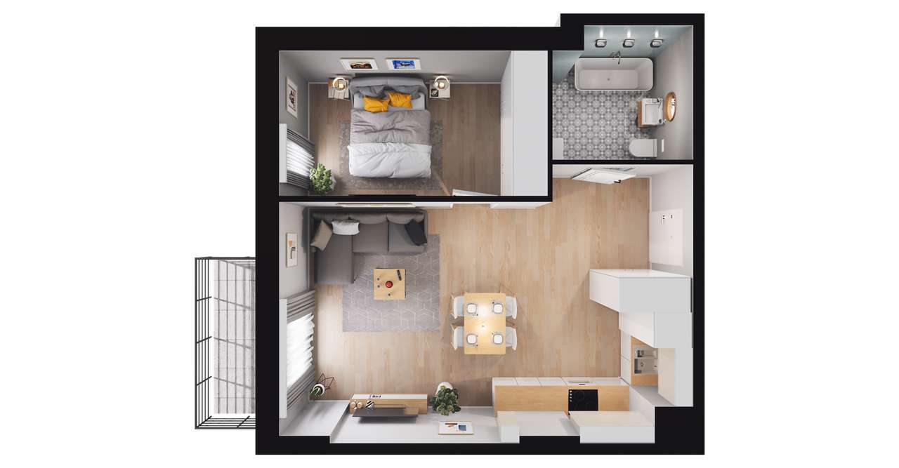 2-pokojowe mieszkanie 43m2 Bez Prowizji - Pełny obrazek: 2/8