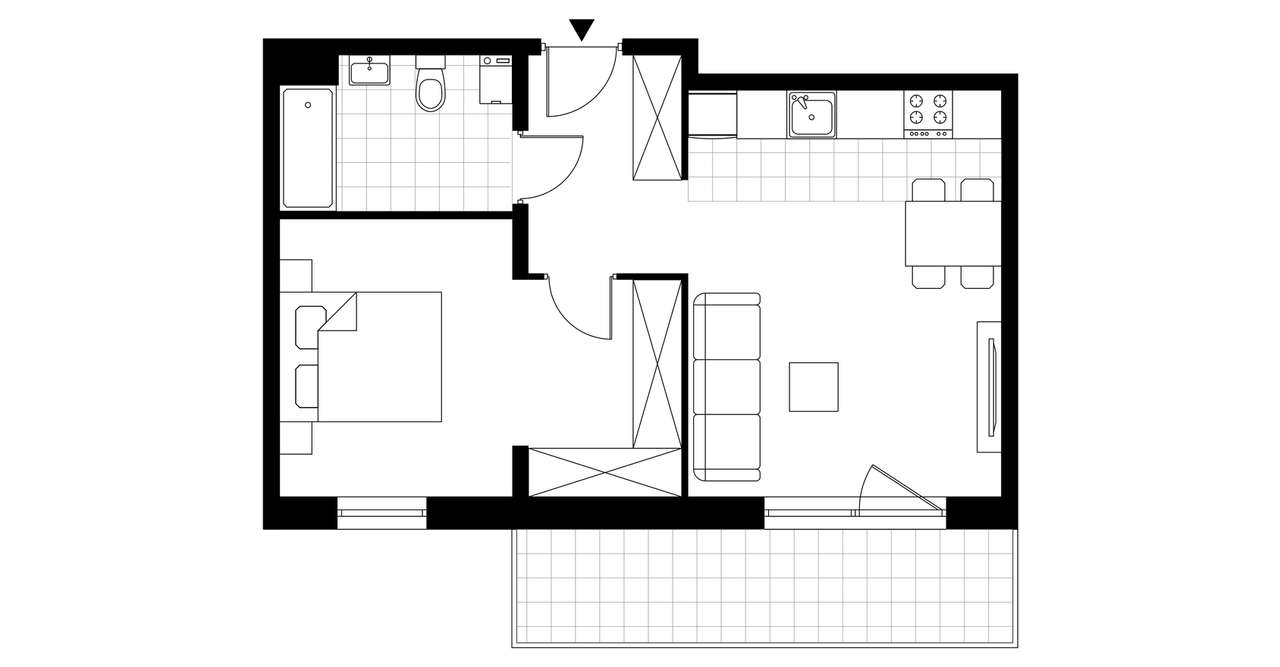 2-pokojowe mieszkanie 44m2 + balkon Bezpośrednio - Pełny obrazek: 3/8