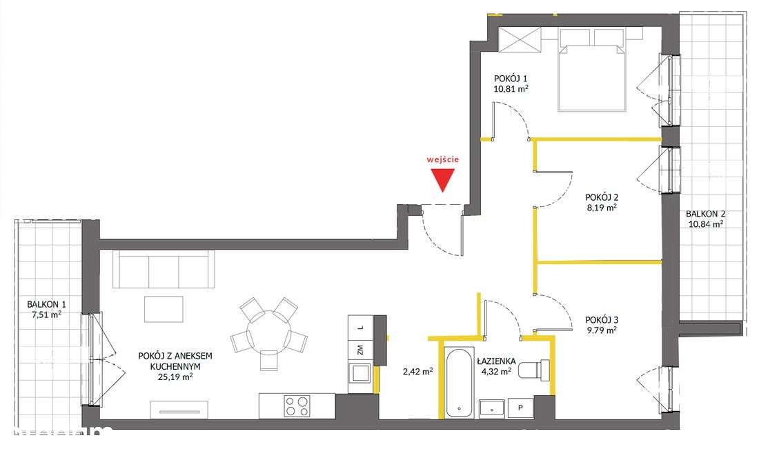 Okazja, 4 pokoje, 2 balkony, wysoki standard!-18