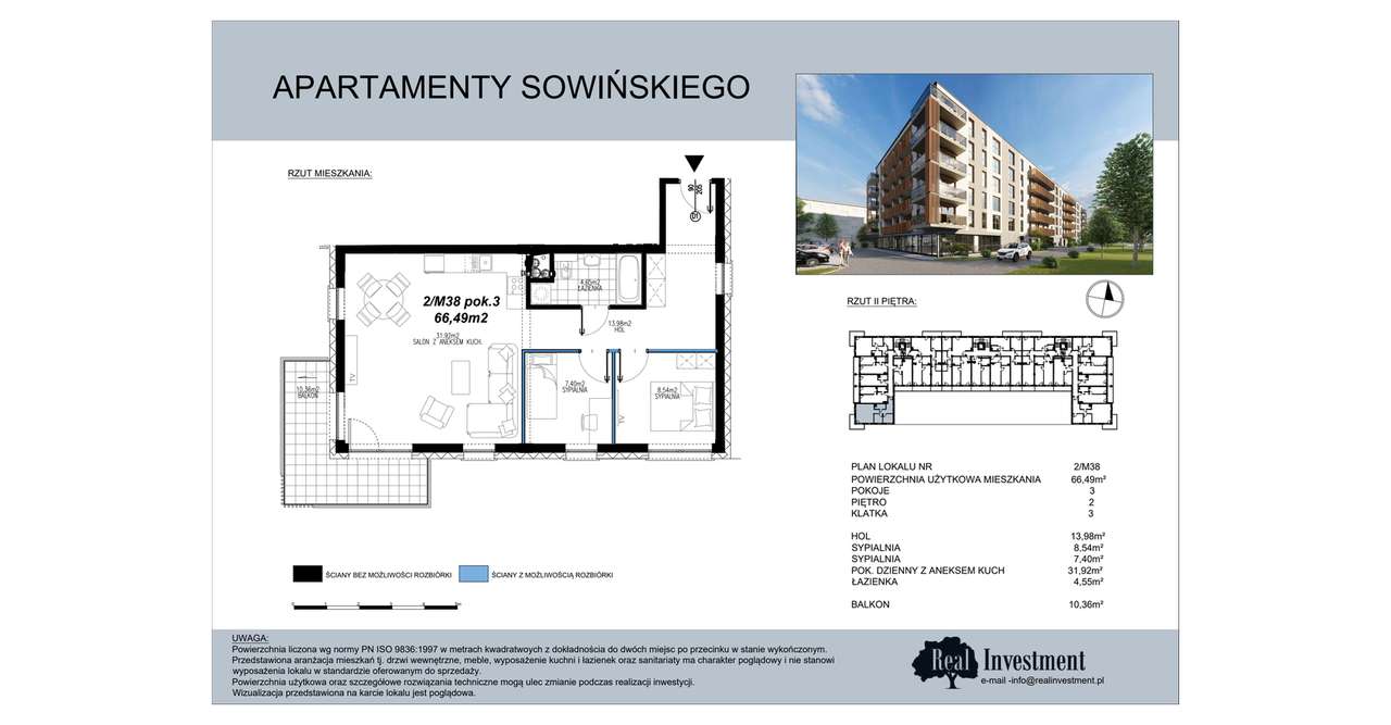 Apartamenty Sowińskiego | mieszkanie 3-pok. | 2M38 - Pełny obrazek: 2/5