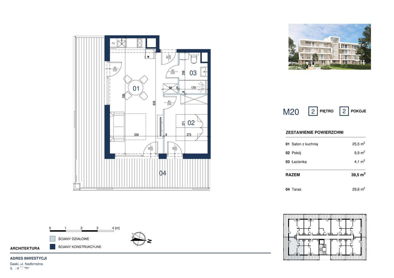 Apartament tuż przy plaży 39,5m2 z tarasem 29,6m2, cena z 23% VAT - Pełny obrazek: 2/10