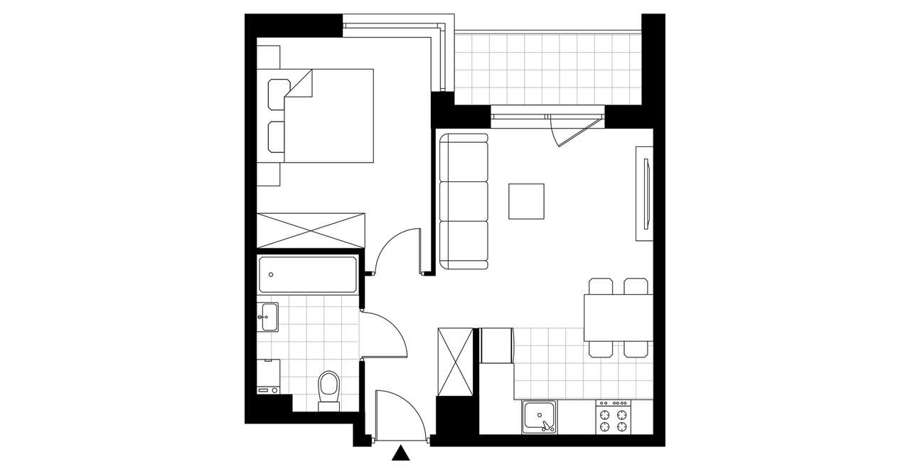 2-pokojowe mieszkanie 38m2 + loggia Bezpośrednio - Pełny obrazek: 3/7